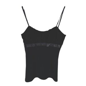 Rampage Y2K Babydoll Cami Tank Top Bow Ruched Vintage S Black‎ Spaghetti Strap